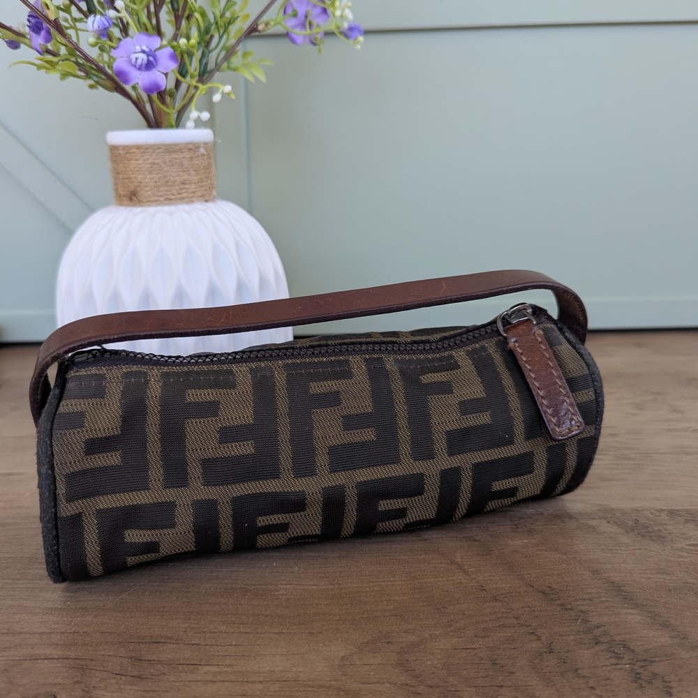 Fendi Zucca Canvas Mini Baguette Wristlet - Brown/Black - Picture 4 of 16